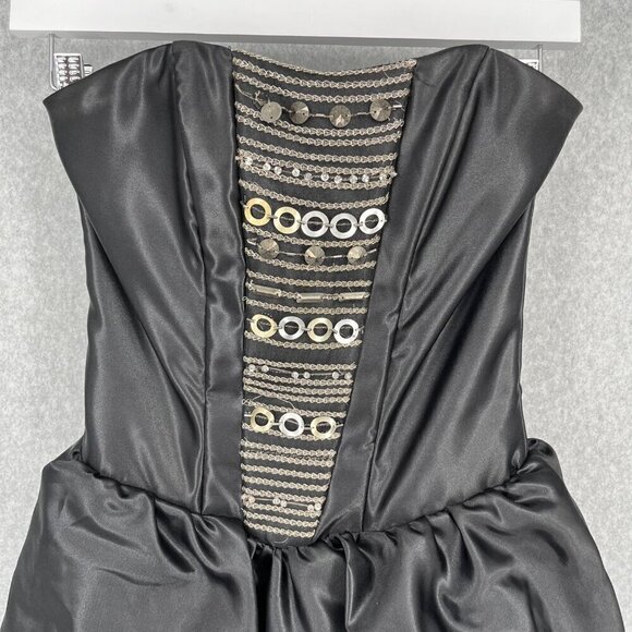 Jessica McClintock Gunne Sax Bubble Mini Dress Size 1 Black Fairy Whimsigoth VTG - Picture 2 of 12